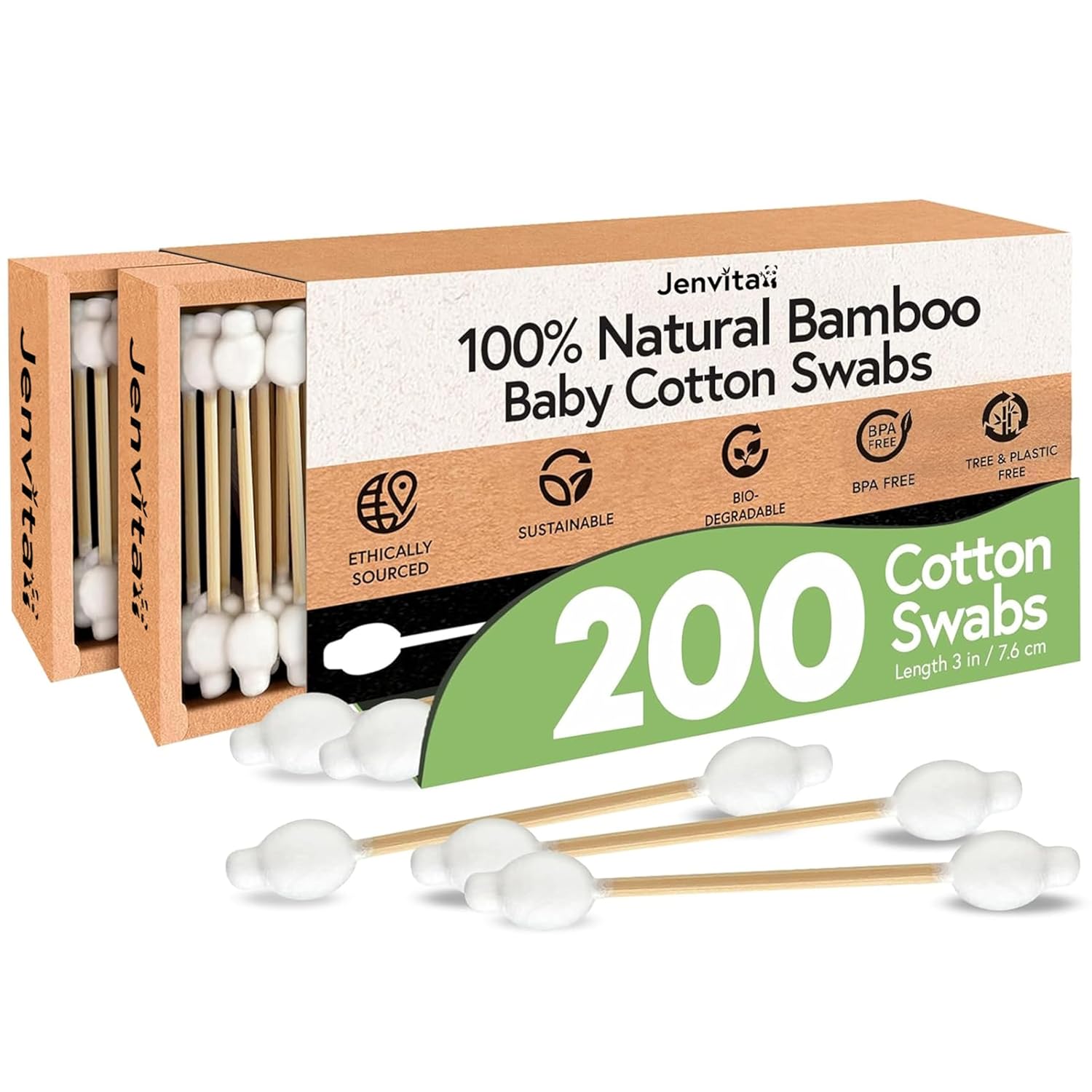 Baby Products Combo - Bamboo Cotton Swabs 200-Pack for Baby
