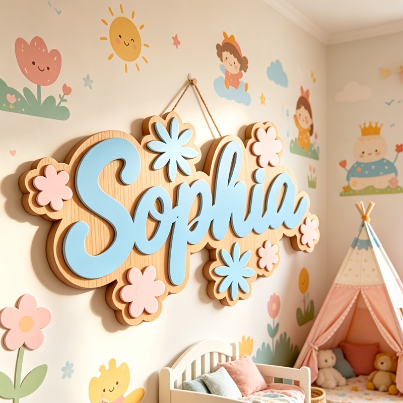 Baby Gate Stairs - Personalized Floral Themed Name Room Sign,