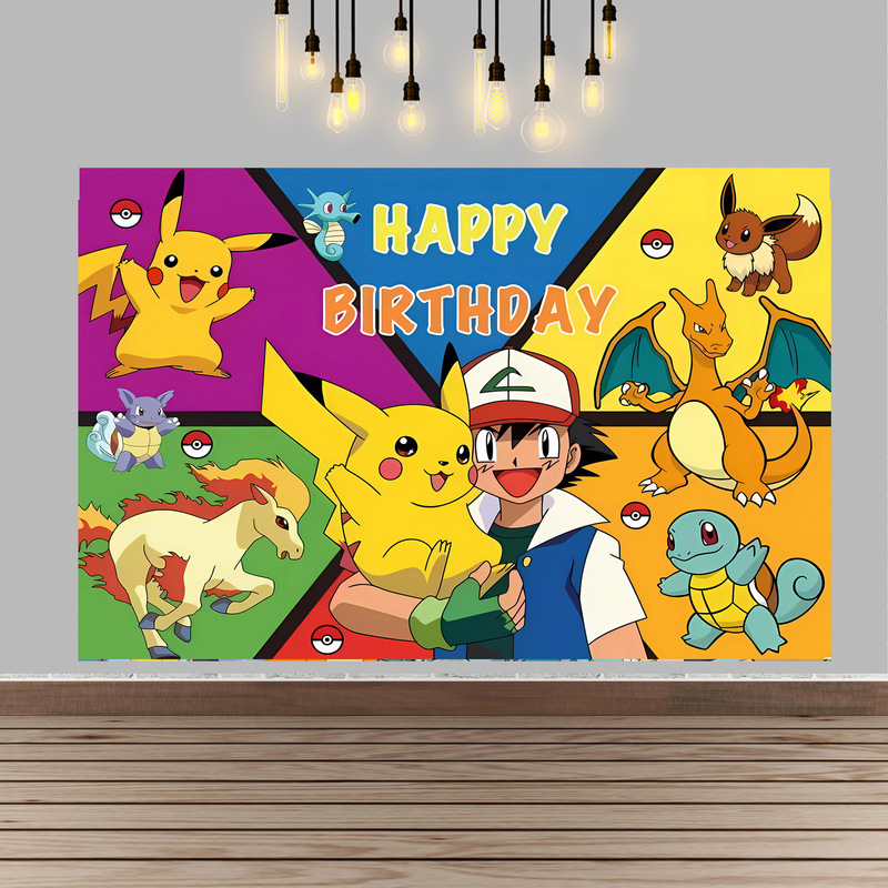 Pokemon Birthday Party Backgro - đánh giá và giá Baby Products Poster