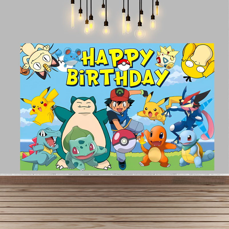 Pokemon Birthday Party Backgro - đánh giá và giá Baby Products Poster
