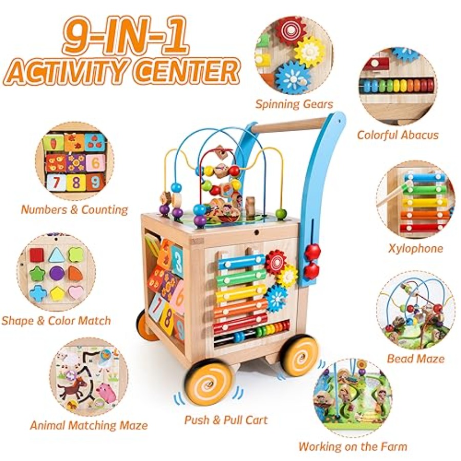Wooden Baby Walker for indoor  - đánh giá và giá Baby Walker Activity