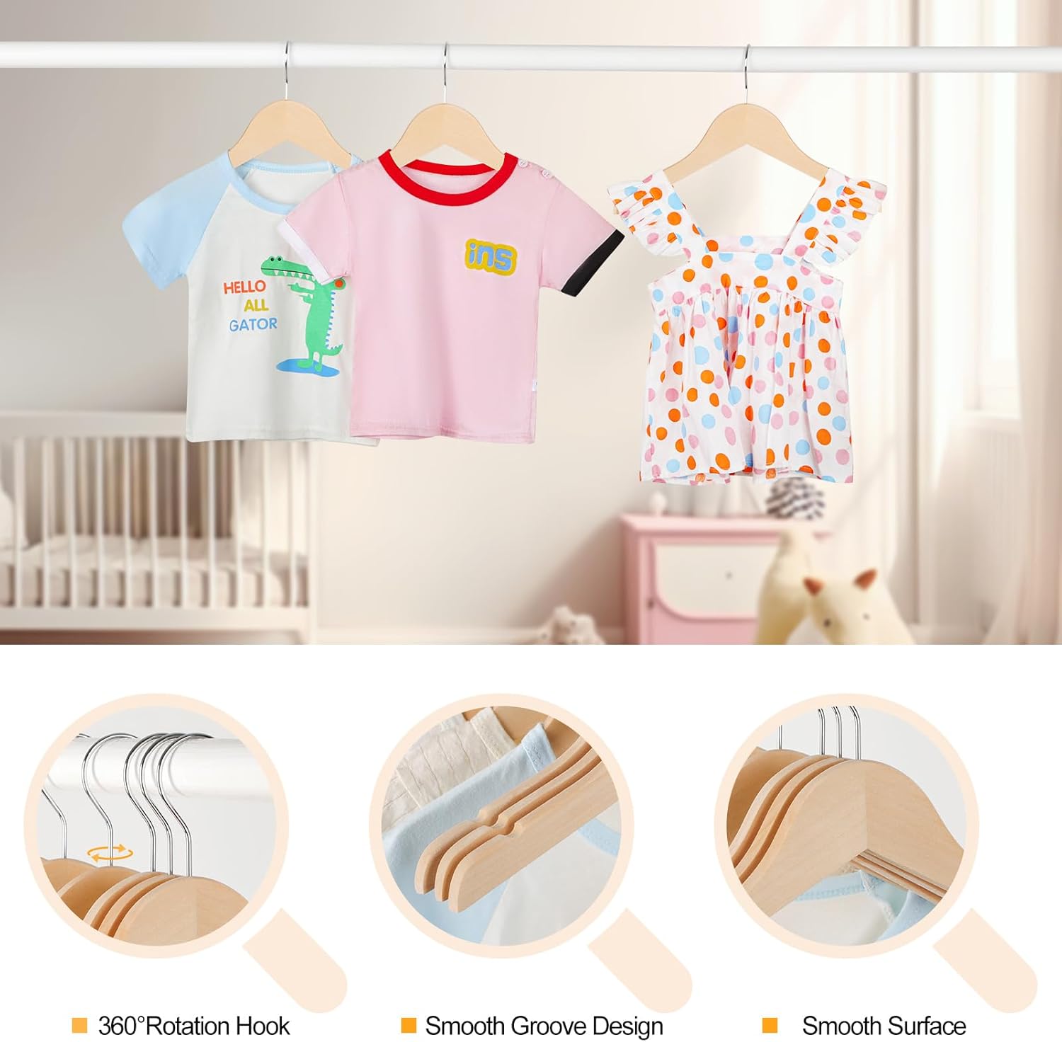 Natural Wood Kids Hangers with - đánh giá và giá Baby Products Pack